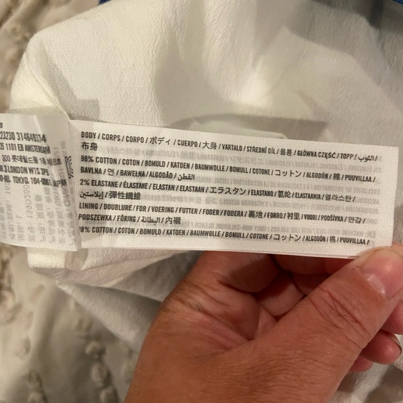 Stretch Cotton Cutout Mini Dress with side cutouts and abstract blue floral - Picture 14 of 15